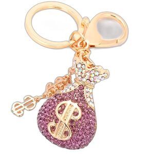 BAG CHARM Purple Money Bag with Dangling Dollar